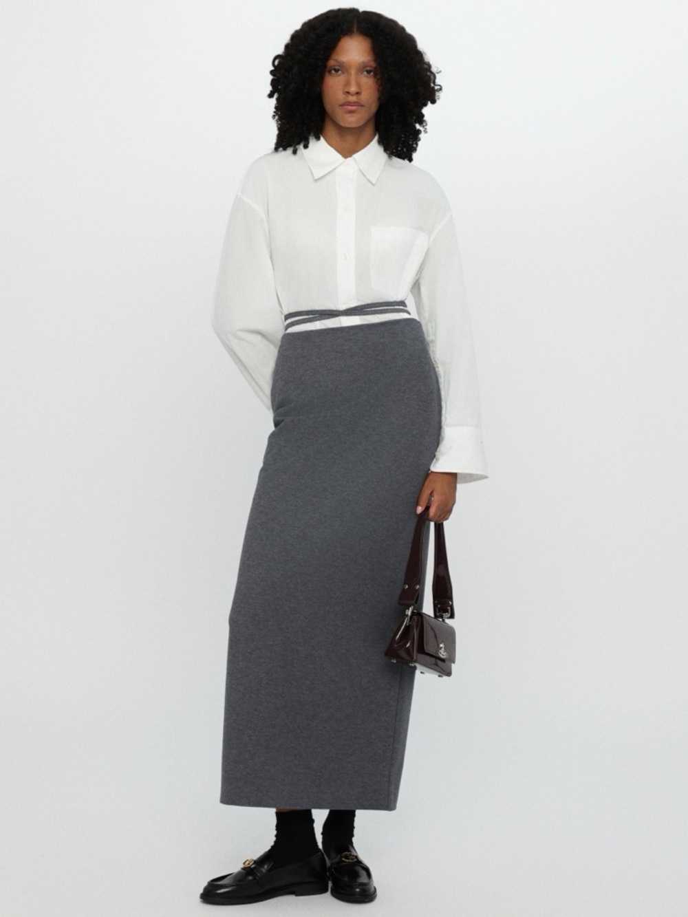 NWT WEEKEND MAX MARA FURETTO MAXI SKIRT - GRIGIO MEDIO Sz XS